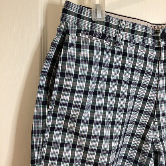 Land's End Men's Green Plaid Shorts Size 32 Casual Summer Beach Pockets - Picture 2 of 7